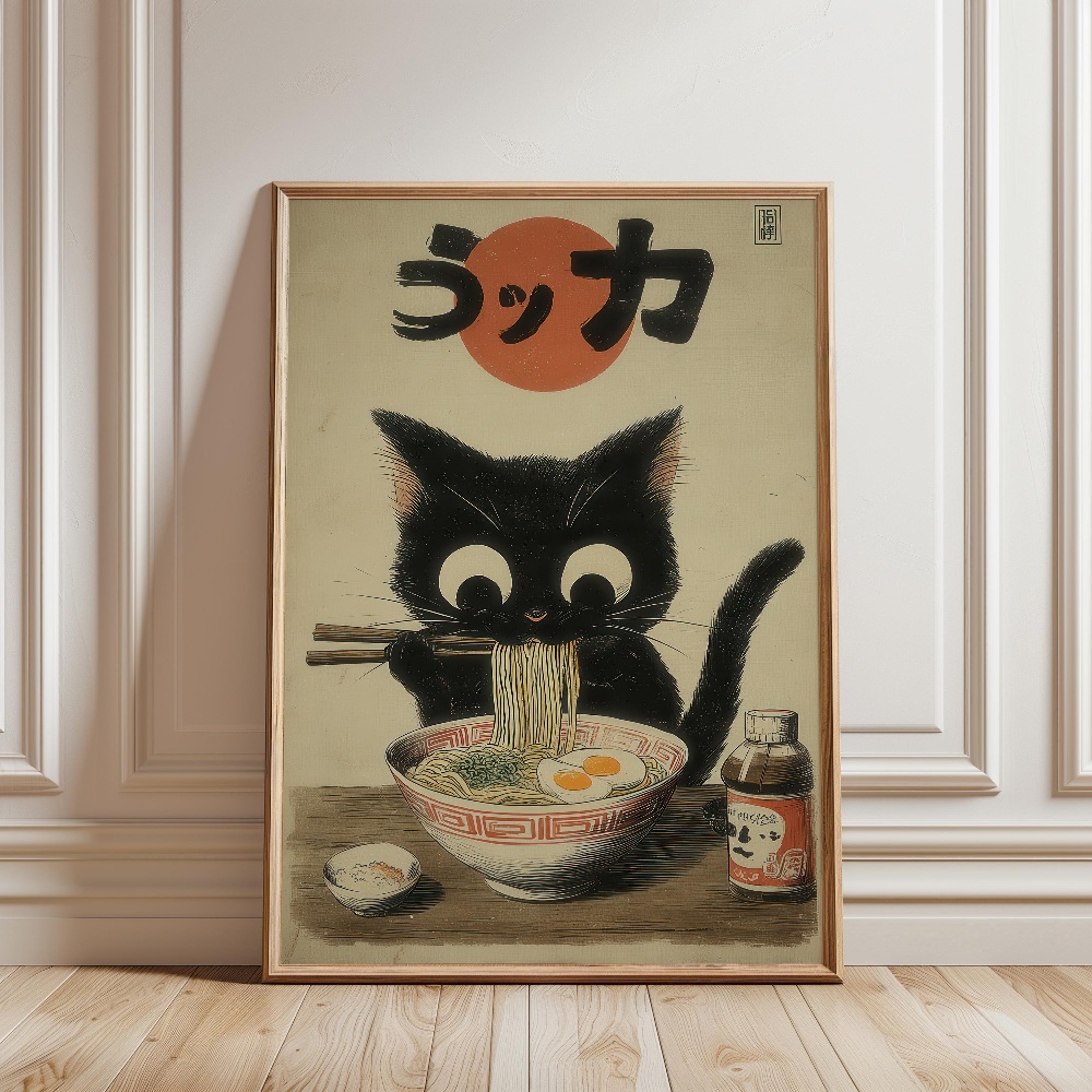 Czarny Kot Jedzący Ramen Deszc – Japanese Lifestyle Japanese recenzja i cena